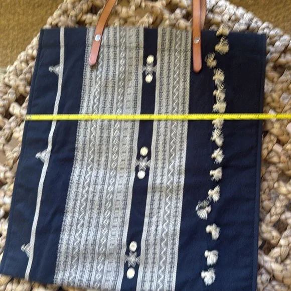 Madewell Embroidered Black and Tan Tote Bag - Picture 6 of 7